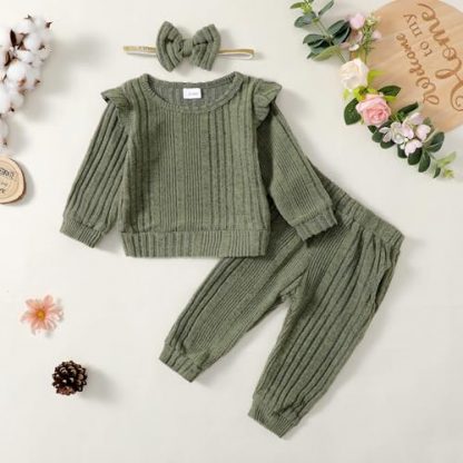 "Cozy Cotton Blend Sweatsuit Set for Toddler and Baby Girls" - Image 4