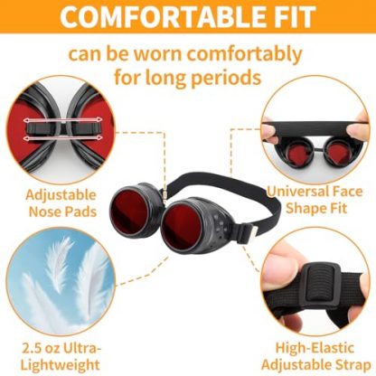 Colorful Diamond Lens Steampunk Goggles with Interchangeable Lenses - Image 4