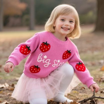 "Adorable Big Sister-Little Sister Knit Pullover Sweaters for Toddlers" - Image 3