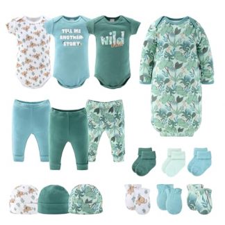 Unisex Baby Layette Gift Set - Wild Jungle Theme for Newborns up to 9 Months