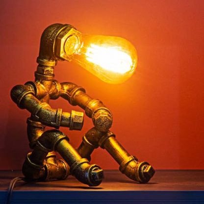 Vintage Industrial Steampunk Robot Table Lamp - Image 3