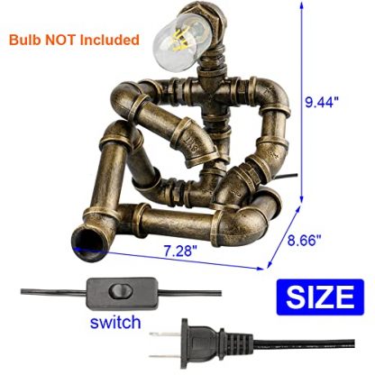 Vintage Steampunk Robot Table Lamp - Industrial Water Pipe Design - Image 2