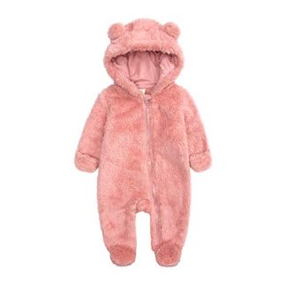 Adorable Fleece-Lined Bear-Themed Snowsuit for Newborns