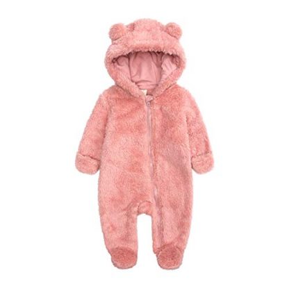 Adorable Fleece-Lined Bear-Themed Snowsuit for Newborns