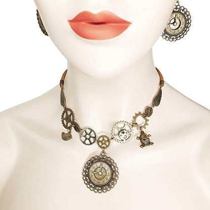 Steampunk-Inspired Gear Pendant Necklace and Earring Set - Image 6