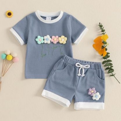 Floral Delight Toddler Girl Summer Outfit Set - Image 2
