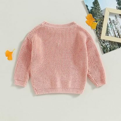 Adorable Floral Embroidered Infant Sweater - Image 4