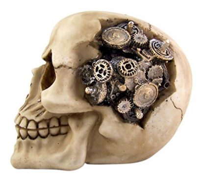 Futuristic Steampunk Gearwork Skull Figurine - Image 4
