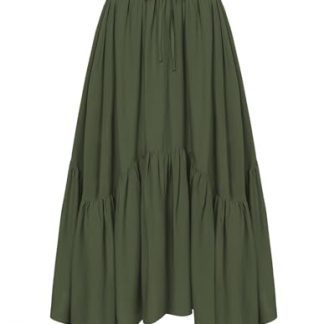 Renaissance-Inspired High Waist Maxi Skirt with Pockets in Scarlet