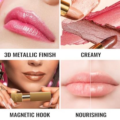 Coral Pink Metallic Lipstick - Lightweight, Hydrating, and Vegan-Friendly - Image 2