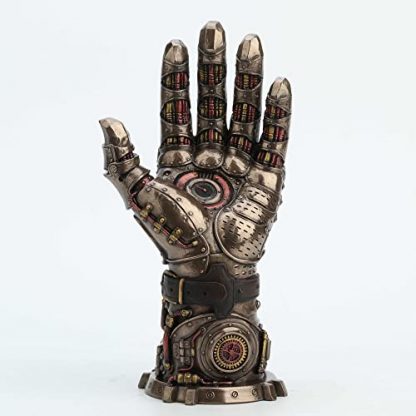 Intricate 10-Inch Steampunk Gauntlet Sculpture with Bronze Finish - Image 2