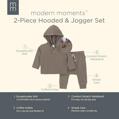 Cozy Hooded Baby Outfit Set in Green Heather - Image 6