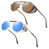 A14 2pcs Silver Frame Blue Lens + Brown Frame Brown Lens (Both Non Polarized)