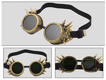 Vintage Steampunk Goggles with Silver Studs - Image 3