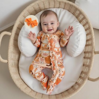 Cozy Newborn One-Piece Romper with Footie and Headband - Image 3