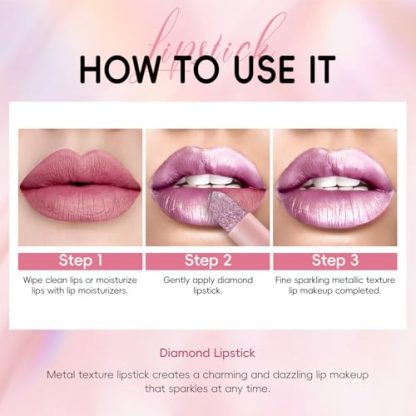 Dazzling Pink Frost Metallic Lipstick - Long-Lasting, High Shine, and Transfer Proof - Image 5