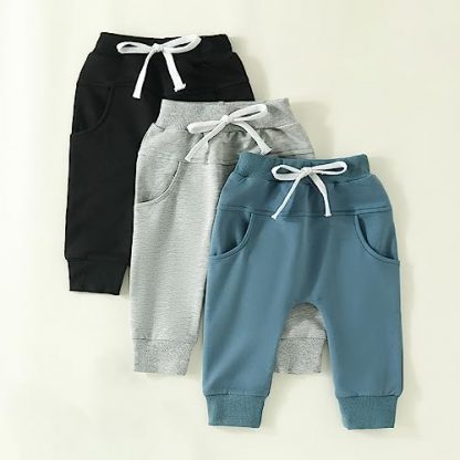 Comfy & Stylish 3-Pack Toddler Sweatpants in Solid Colors - Image 2