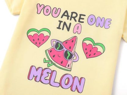 "One in a Melon" Green Graphic Tee for Toddler Girls - Image 3