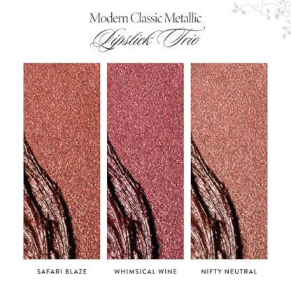 Dazzling Metallic Lipstick Trio - Safari Blaze, Whimsical Wine, Nifty Neutral - Image 5