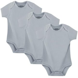 Delightful Trio of Baby Rib Bodysuits - Short Sleeve Comfort for Little Ones (0-12M)