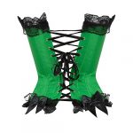 Women's Floral Corset with Black Lace Trim - Satin Overbust Waist Cincher - Image 2