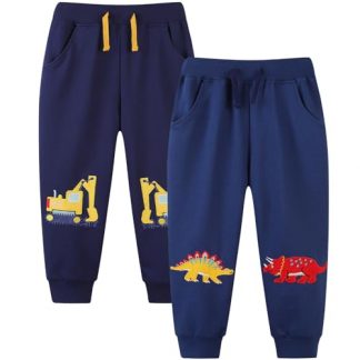 "Playful Dino-Trek Cotton Sweatpants for Boys, 2-Pack"