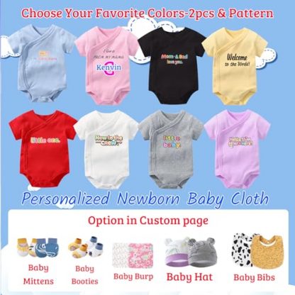 Twin Pack Personalized Newborn Outfits, Soft and Breathable Infant Clothing - Image 2