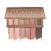 pale nude satin, nude-pink matte, warm gray matte, muted red-brown matte, taupe-brown matte, soft black matte