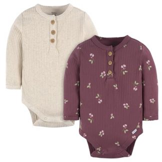 Unisex Baby 2-Pack Bodysuits with Henley-Style Buttons