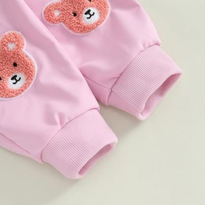 Cozy Toddler Girls' Bear Embroidered Sweatsuit Set - Image 7