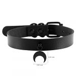 Mystical Moon Pendant Black Leather Choker - Image 5