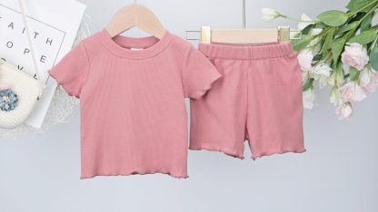 Adorable Summer Outfit for Toddler Girls - Two-Piece Ribbed Knit Cotton Set - Image 7