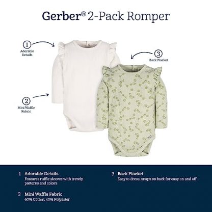 "Charming Duo of Ruffle Sleeve Onesies for Baby Girls" - Image 6