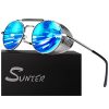 Silver Frame Blue Mirrored Polarized Lens