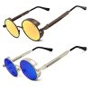 B0 2pcs Brown Frame Gold Lens + Silver Frame Blue Lens