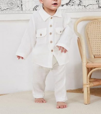 Charming Toddler Boy's Linen Outfit Set - Image 2