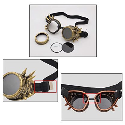 Vintage Steampunk Goggles with Silver Studs - Image 4