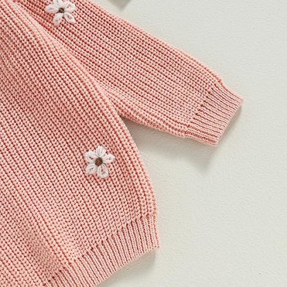 Adorable Floral Embroidered Infant Sweater - Image 6