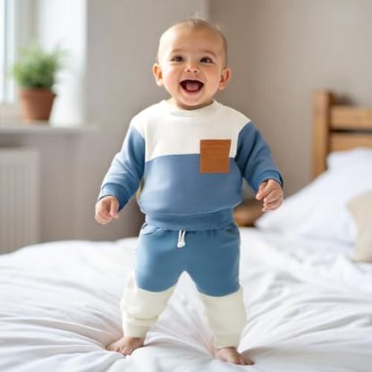 Toddler Boy's Chic Color Block Outfit for All Seasons - Image 7