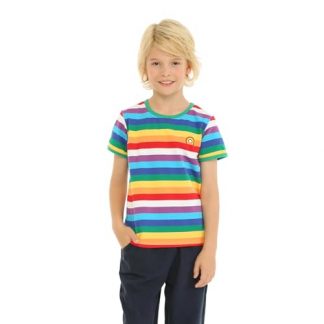Unisex Rainbow Striped Cotton T-Shirt for Kids