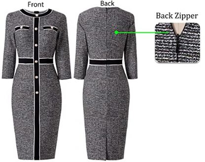 Elegant Patchwork Pencil Dress for the Modern Woman - Image 4