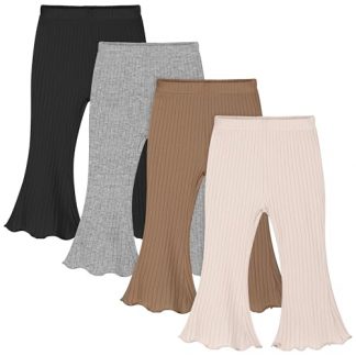 Charming Toddler Flare Pants - 4 Pack Cotton Ribbed Bell Bottoms