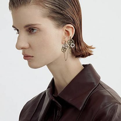 Handcrafted Vintage Airplane and Gear Dangle Earrings - Image 7