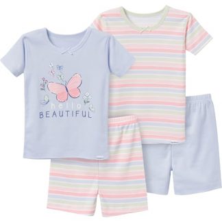 Toddler Girls' Comfy Cotton 4-Piece Pajama Set