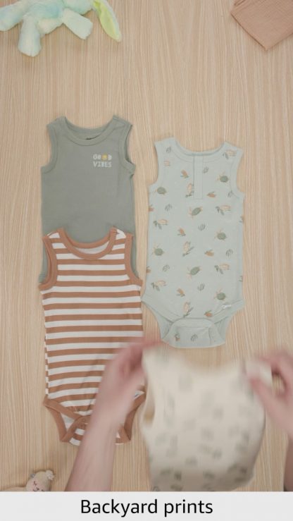 Baby Boys' Tropical Sea Turtles Sleeveless Onesies Multi-Pack - Image 7