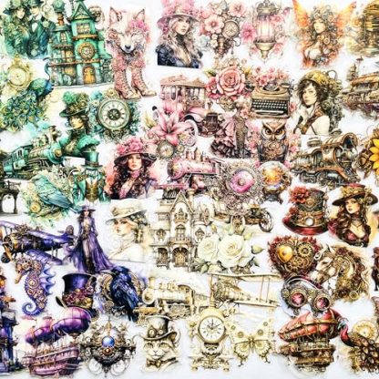 Vintage Steampunk Sticker Collection - 120 Pieces - Image 3