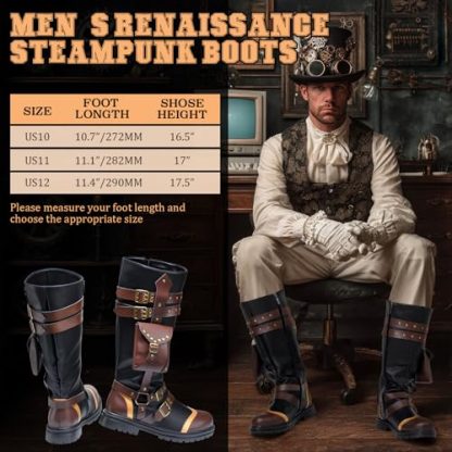 Men's Vintage-Inspired Steampunk Boots: A Perfect Addition to Your Renaissance Costume - Image 2