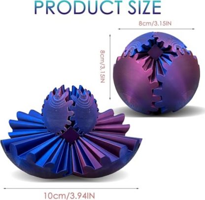 3D Printed Multicolor Gear Ball Fidget Toy - Mesmerizing Stress Reliever for All Ages - Image 2