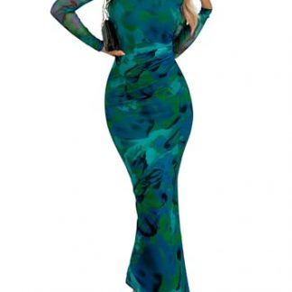 Elegant Women's Bodycon Floral Maxi Dress