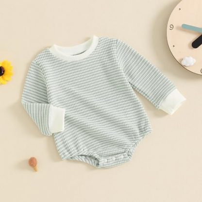 Cozy Waffle-Textured Unisex Baby Romper - Image 3